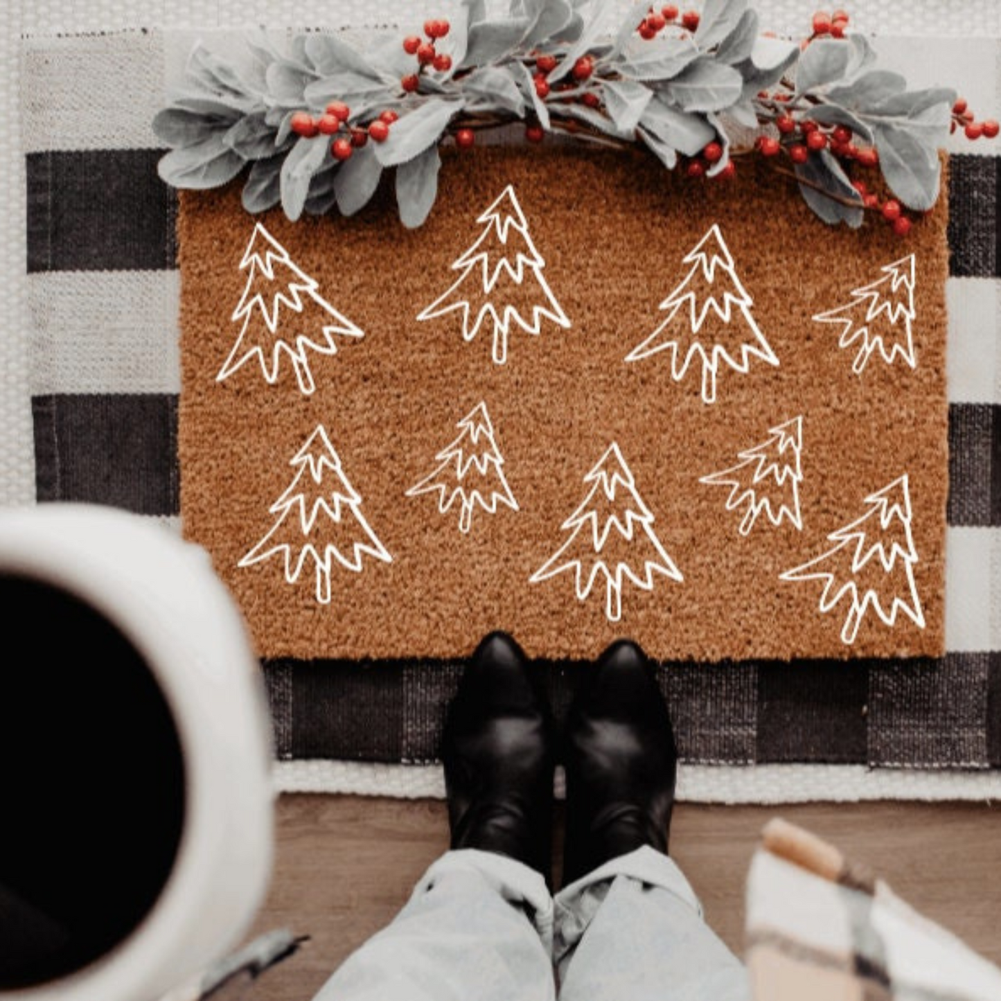 All Over Christmas Tree Doormat