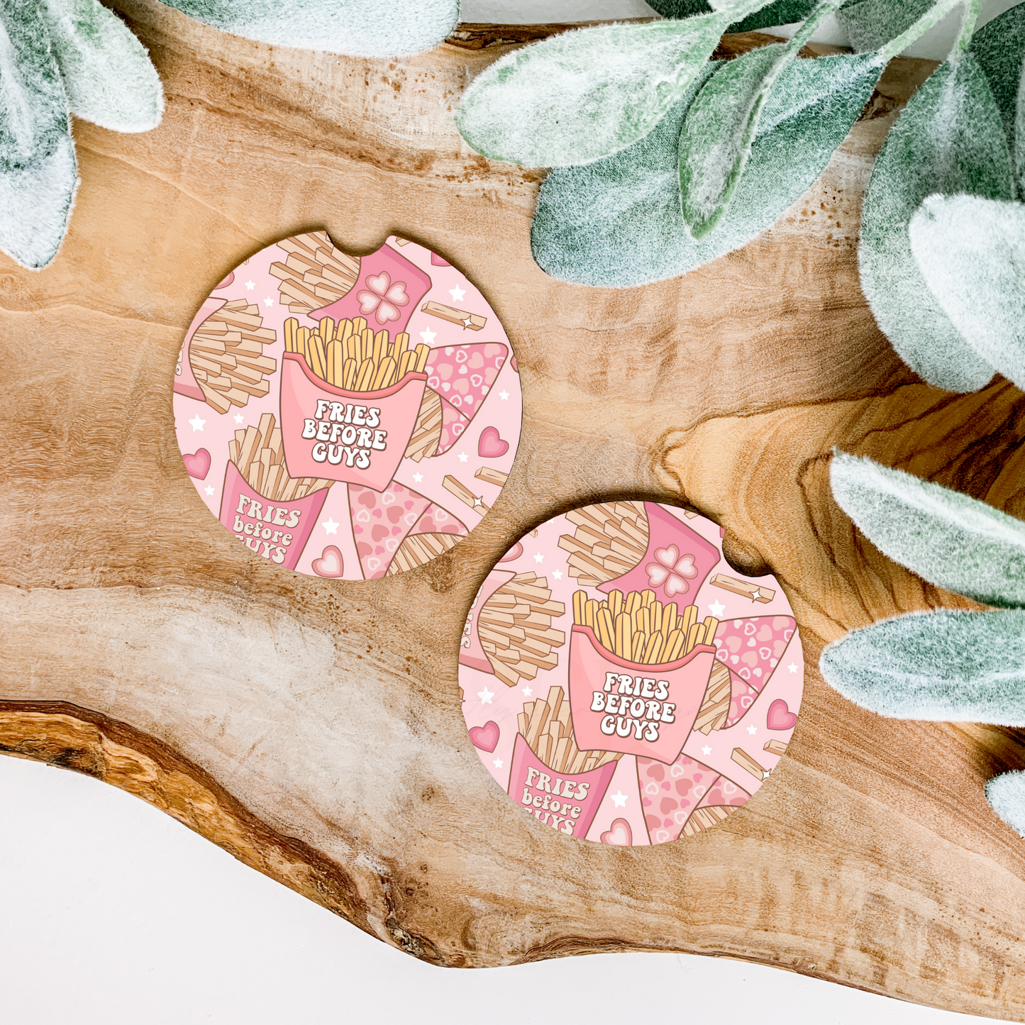 Fries Before Guys Car Coasters