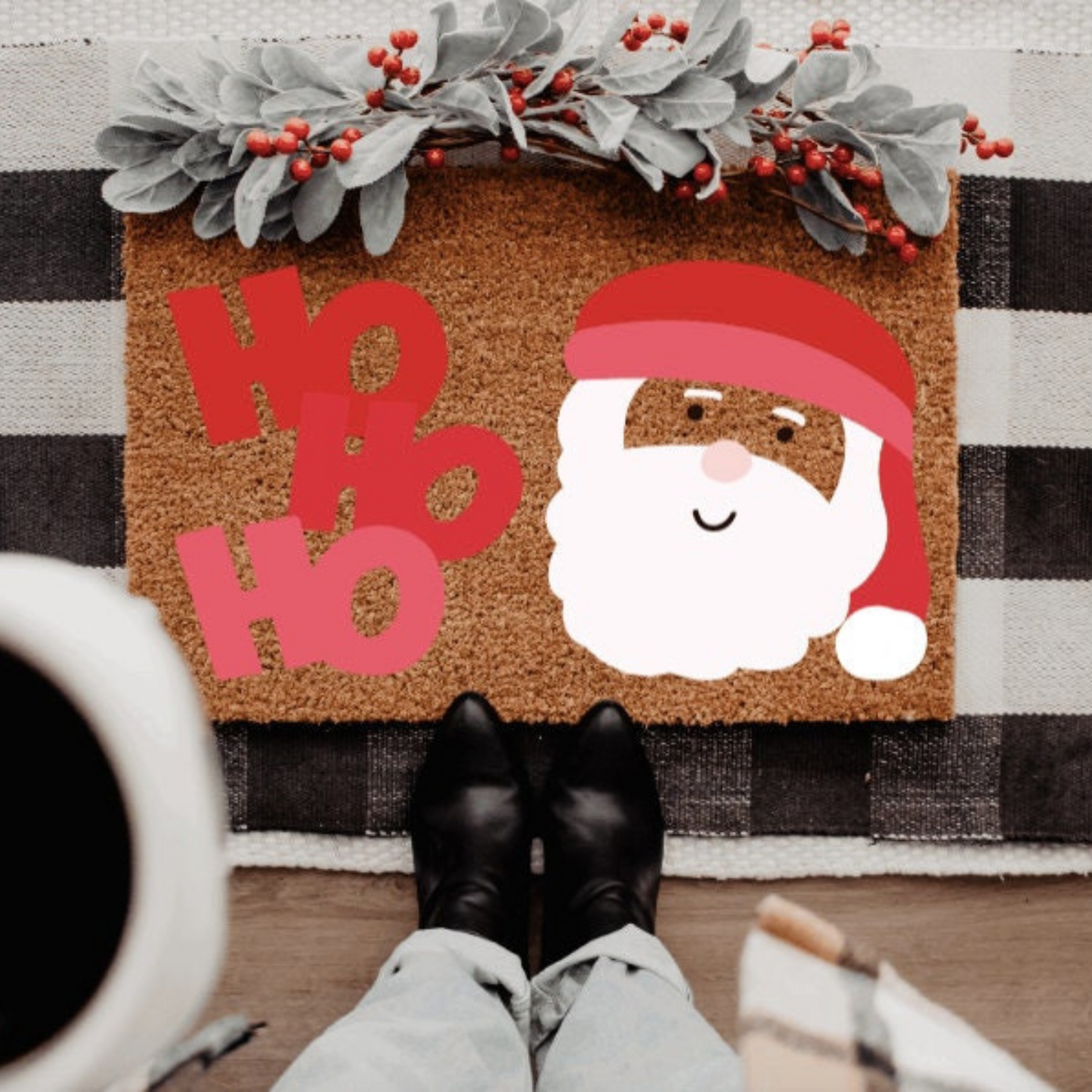 Ho Ho Ho Santa Face Doormat