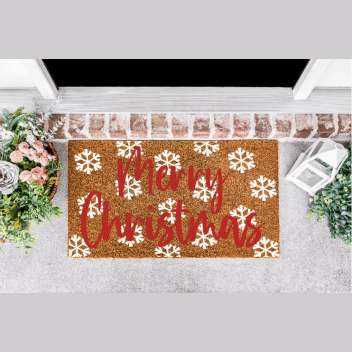 Merry Christmas Snowflake Doormat