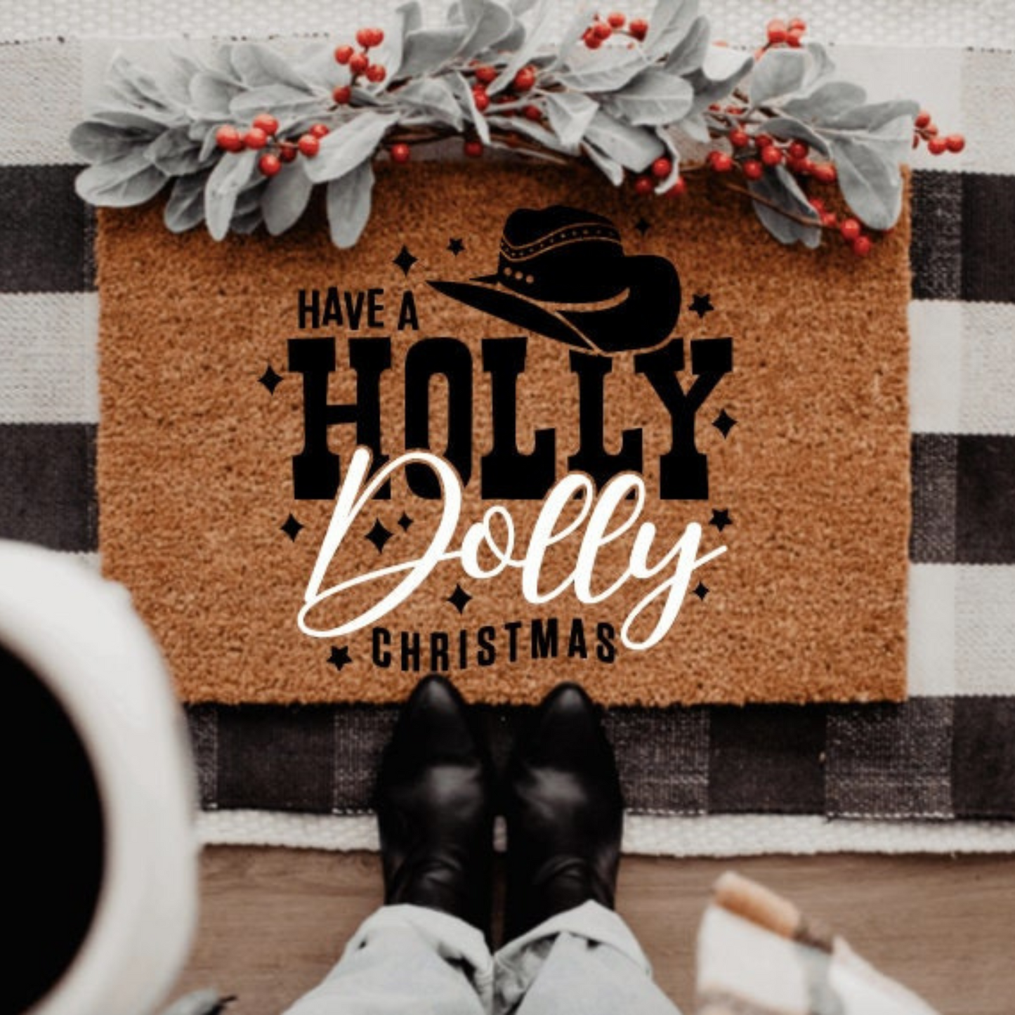 Have A Holly Dolly Christmas Doormat