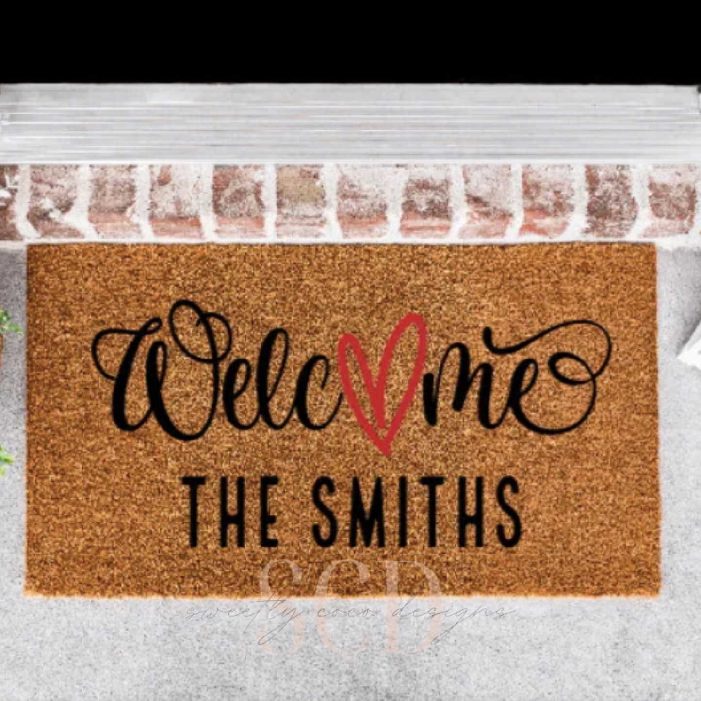 Welcome Heart Last Name Doormat