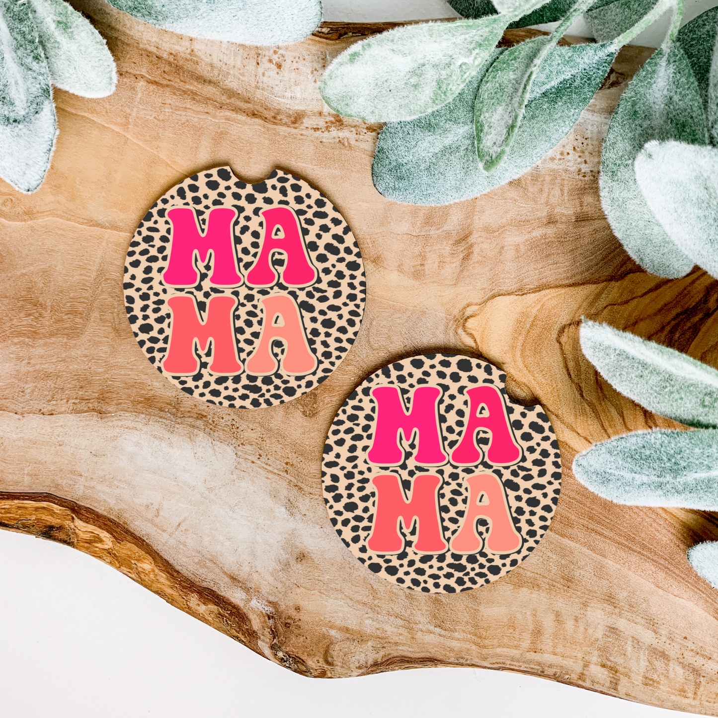 Mama Leopard Car Coasters