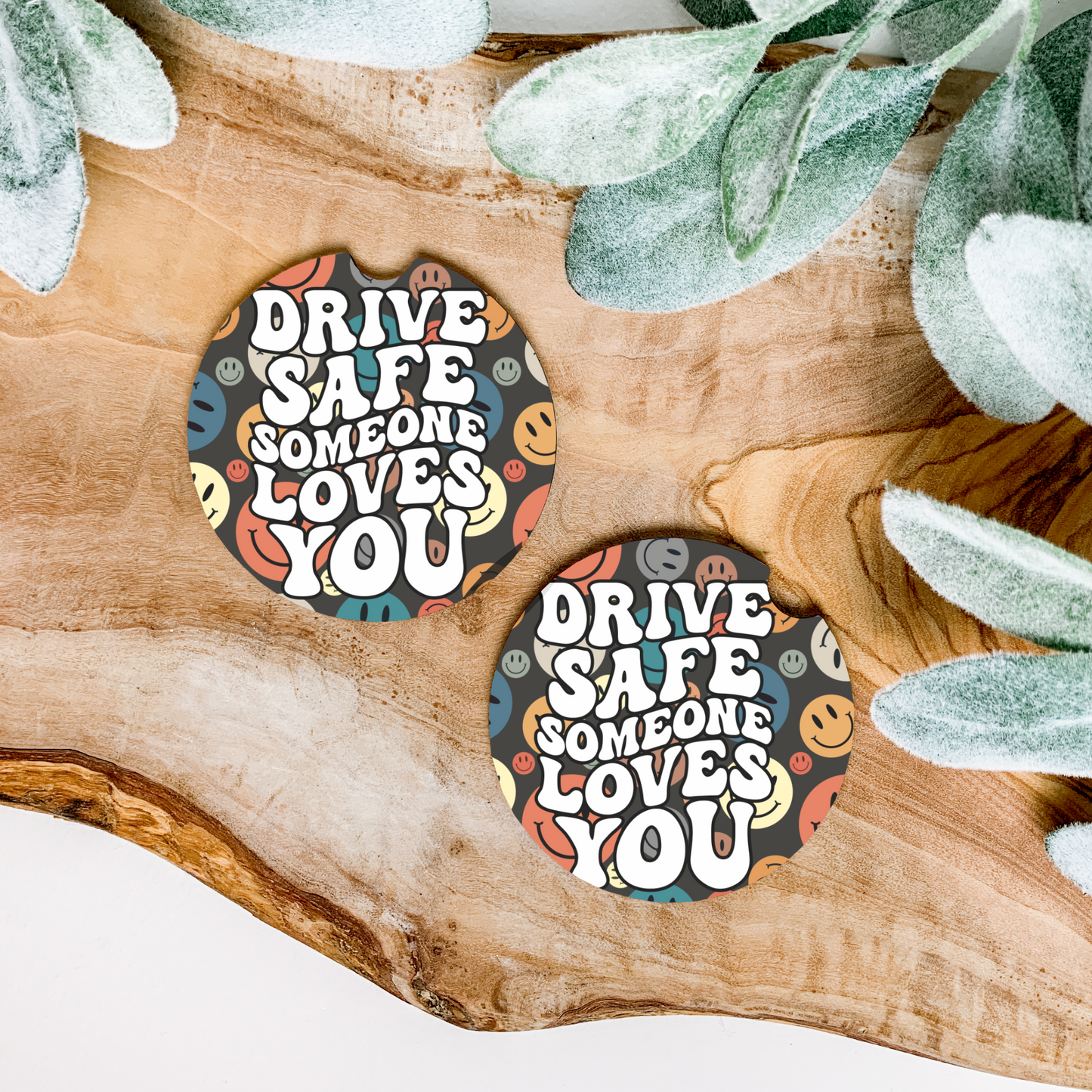 Drive Safe Smile Car Coasters