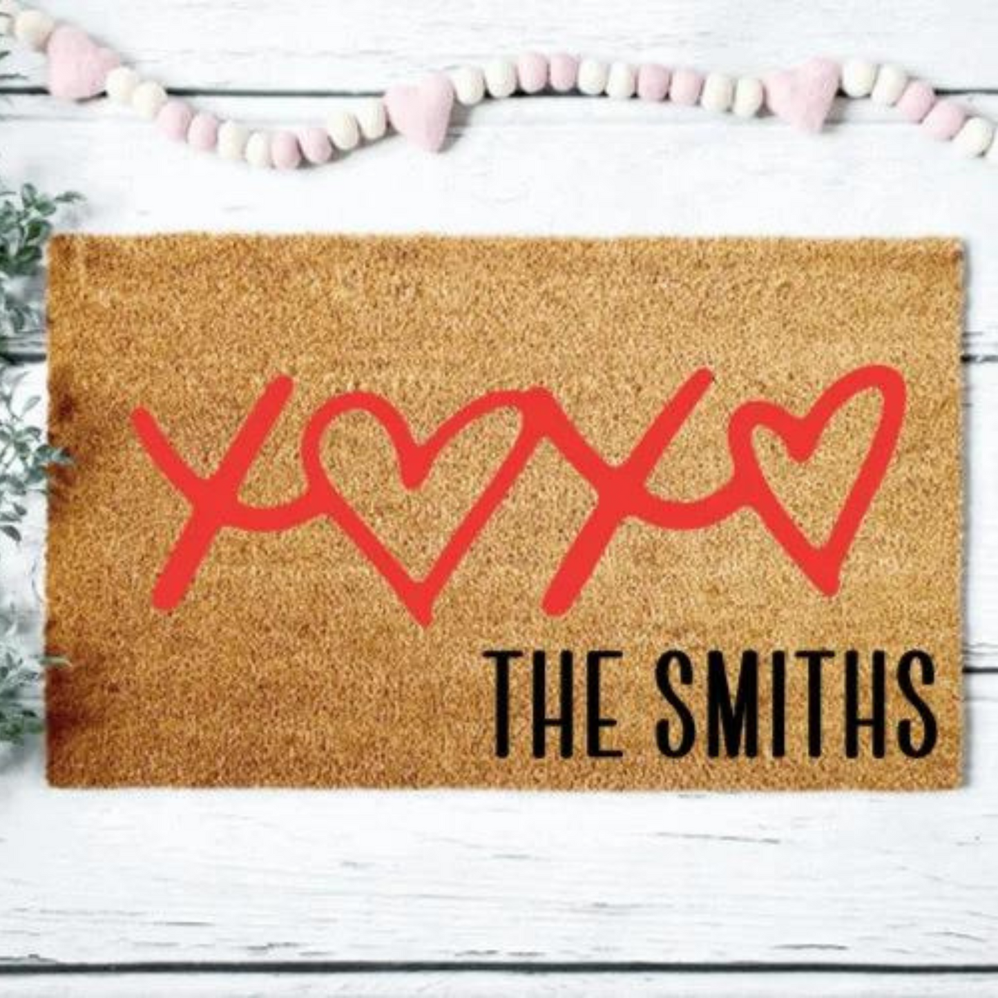XOXO Last Name Heart Doormat