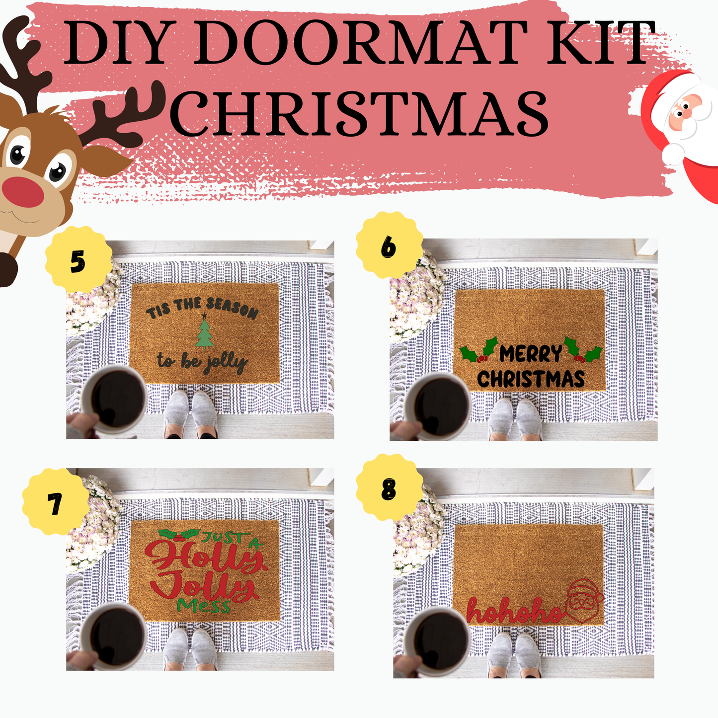 DIY Christmas Themed Doormat At Home Kit