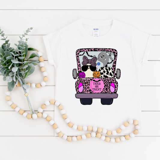Leopard Halloween Truck Kids Top