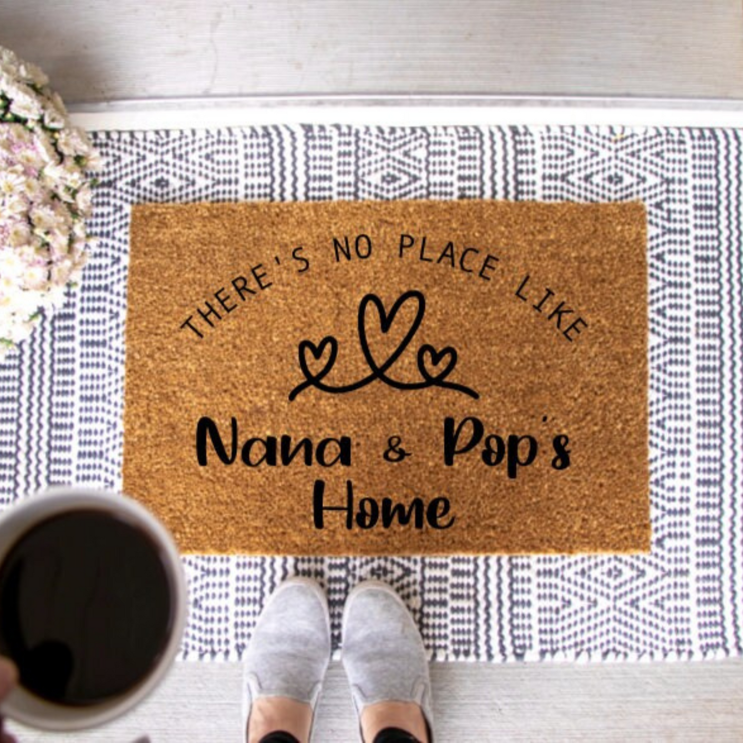 There's No Place Like Personlized Grandparents House Doormat