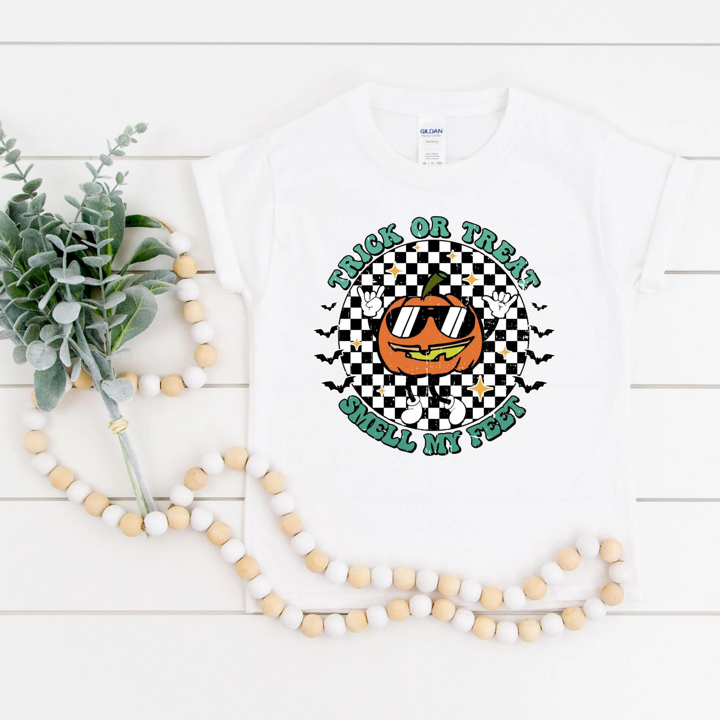 Trick or Treat Smell My Feet Retro Pumpkin Kids Top