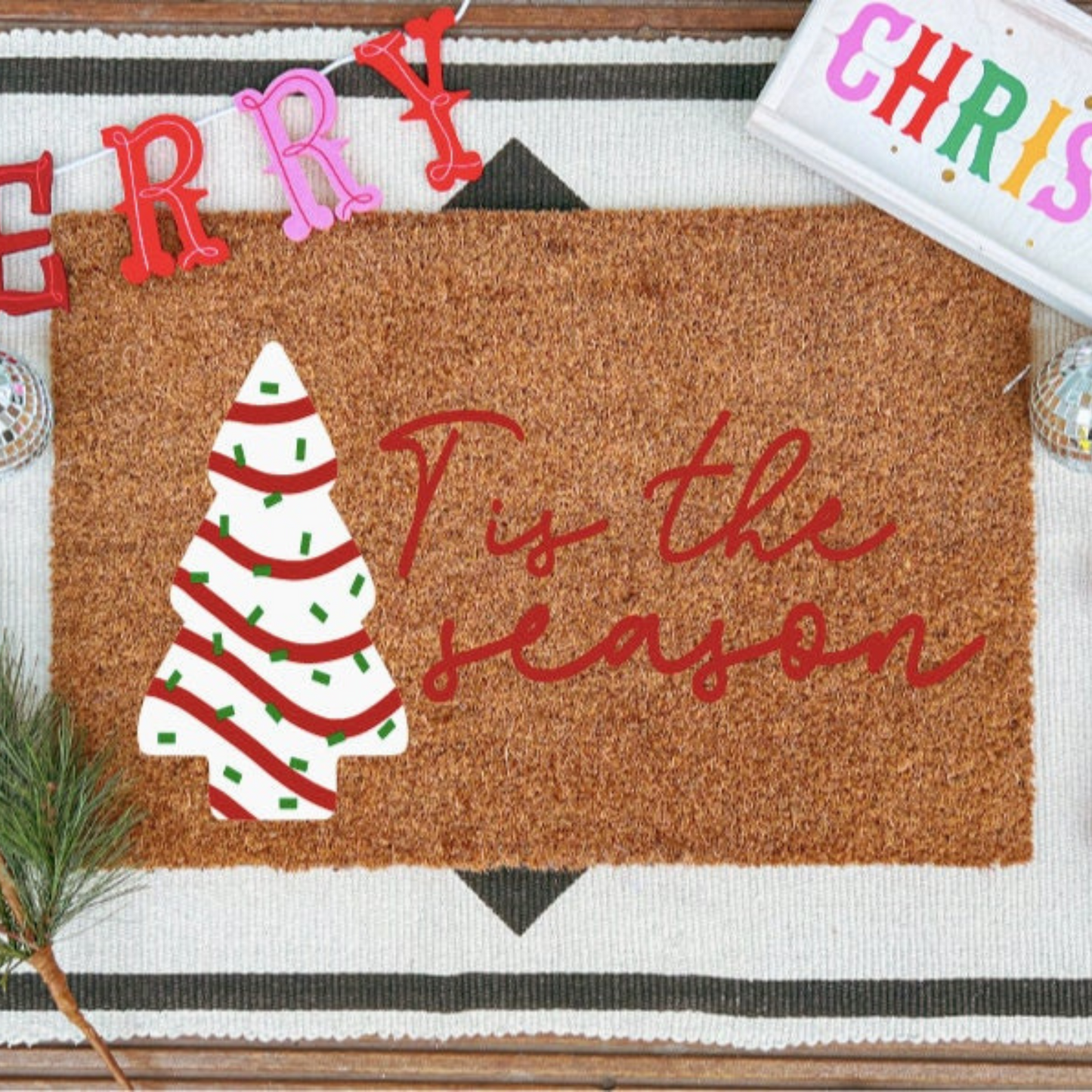 Tis The Season Little Debbie Christmas Cake Doormat