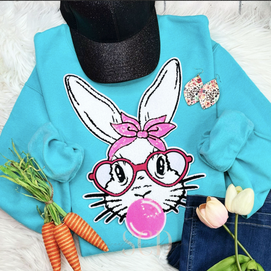 Bunny Chenille & Sequin Patch Top