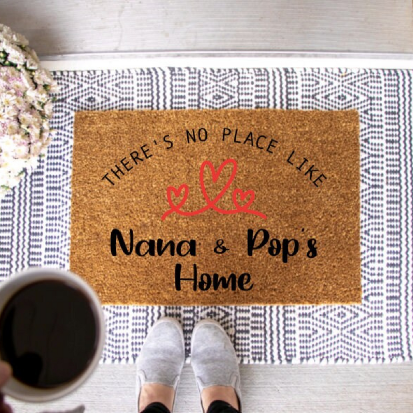 There's No Place Like Personlized Grandparents House Doormat