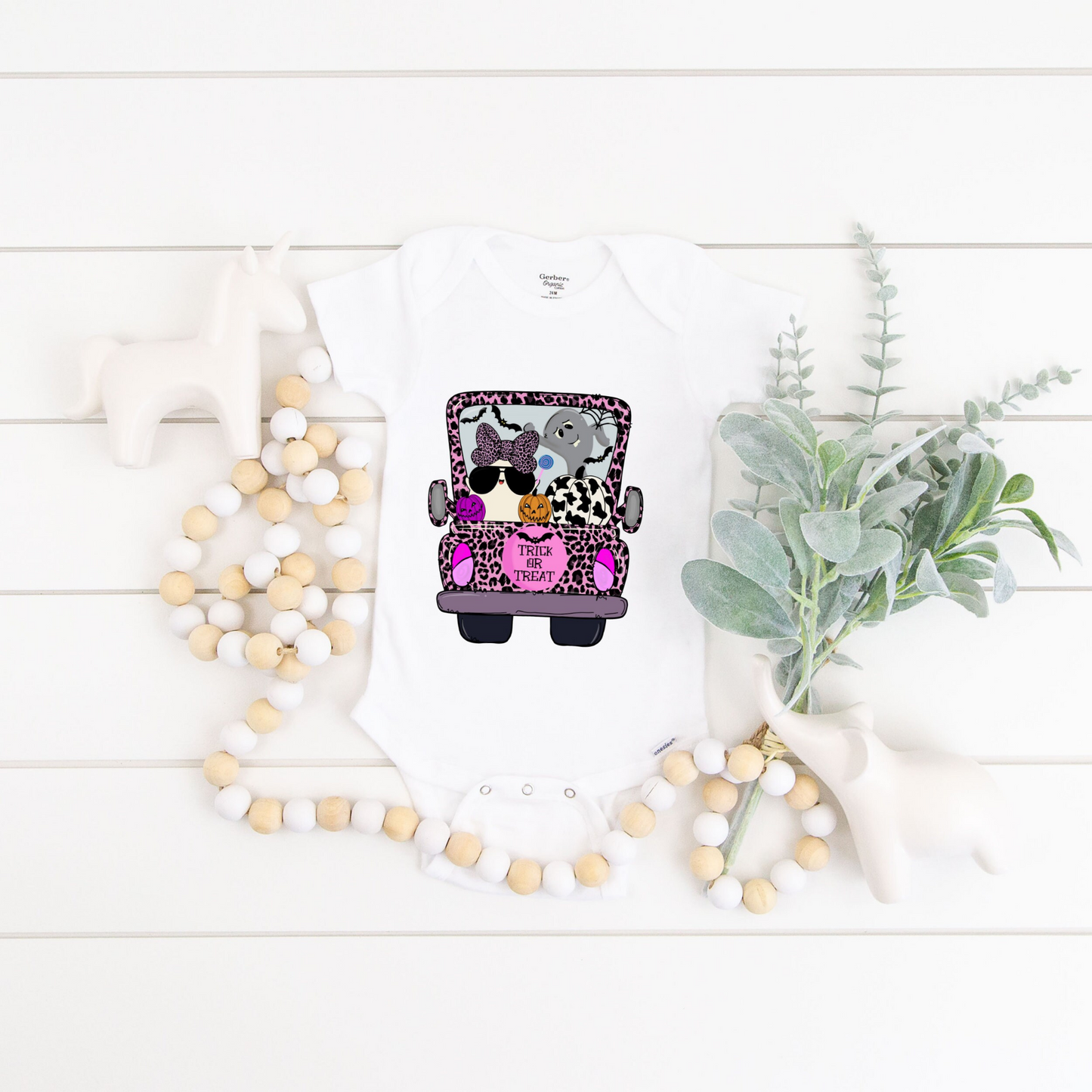 Leopard Halloween Truck Kids Top