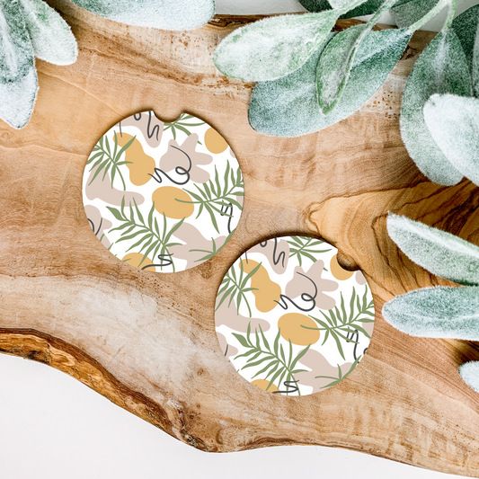 Floral Print Car Coasters