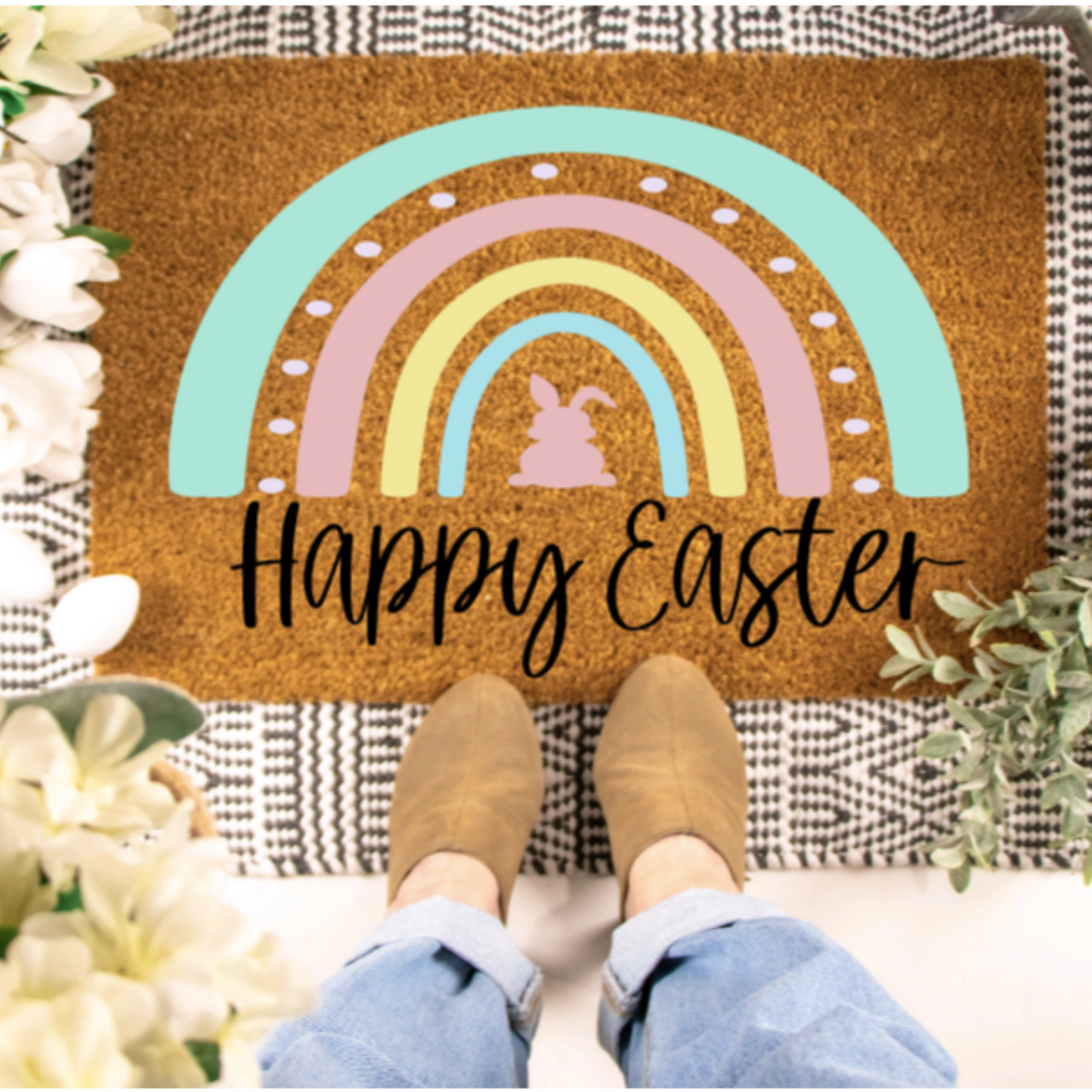 Happy Easter Rainbow Doormat