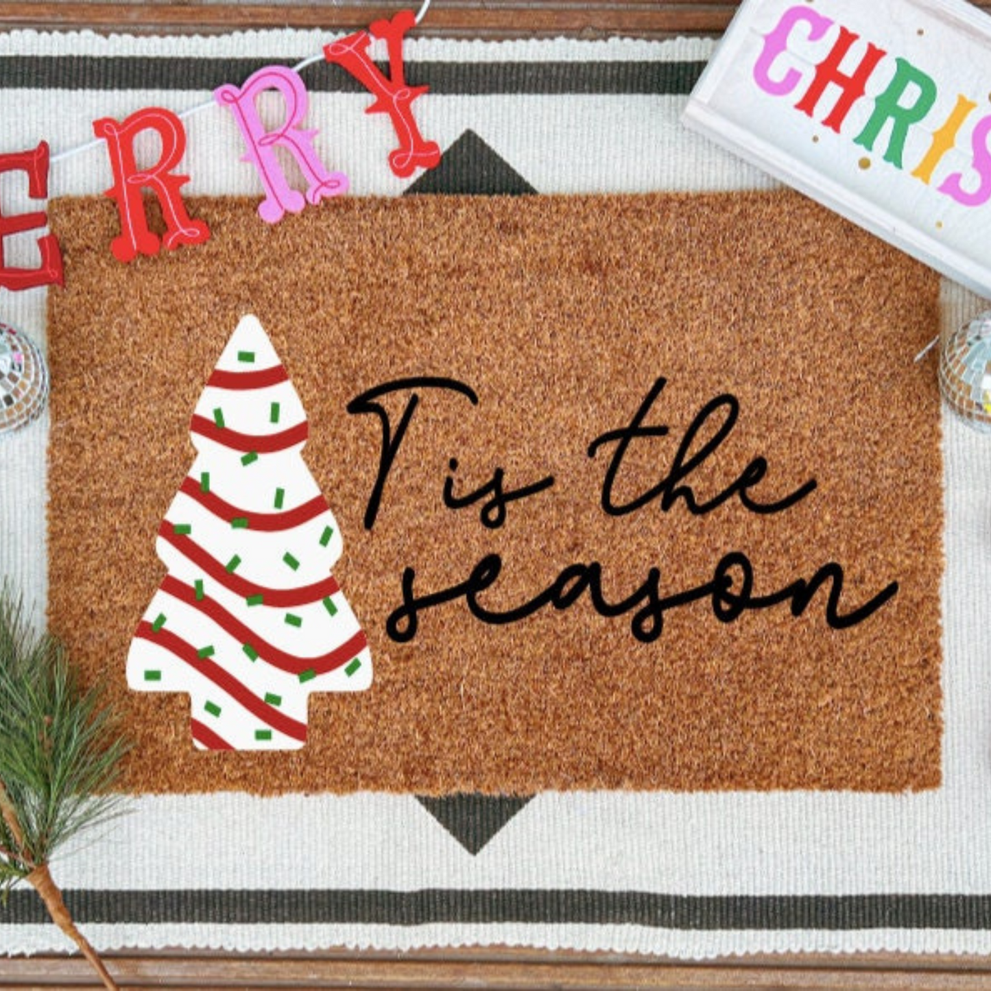 Tis The Season Little Debbie Christmas Cake Doormat