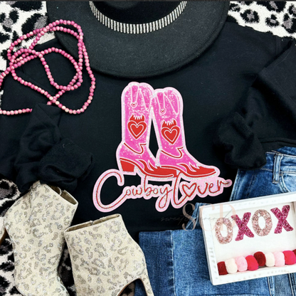 Cowboy Lover Sequin Patch Top