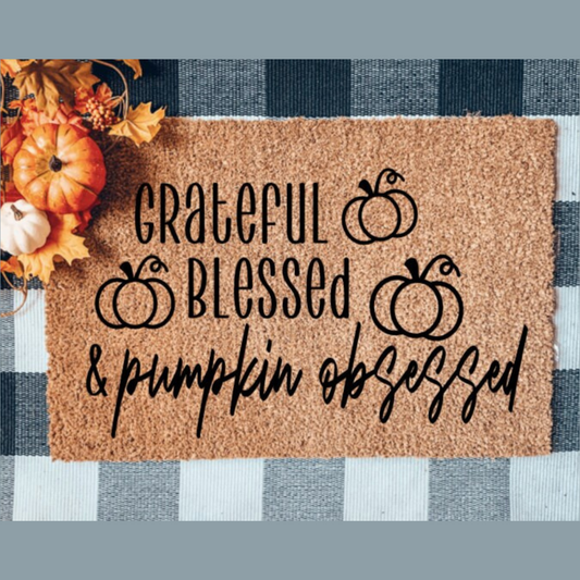 Grateful & Blessed Pumpkin Doormat