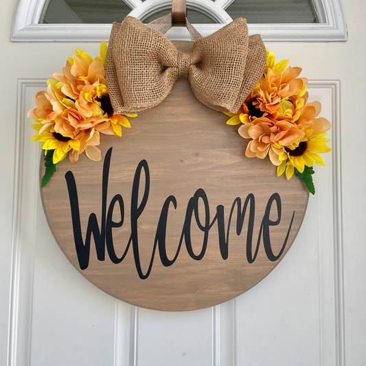 Welcome Sunflower Door Hanger