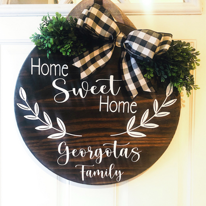 Home Sweet Home Last Name Door Hanger