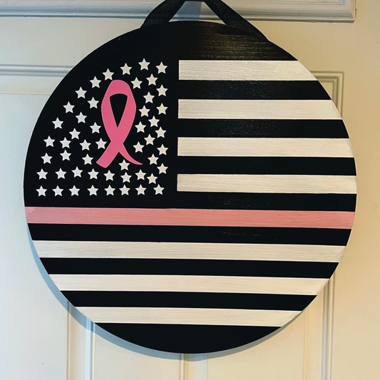 Breast Cancer Awareness Flag Door Hanger