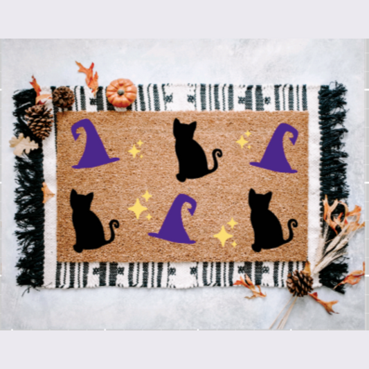 Witches Hats & Cats Doormat