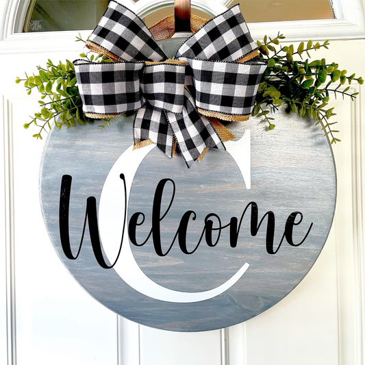 Personalized Welcome Last Initial Door Hanger