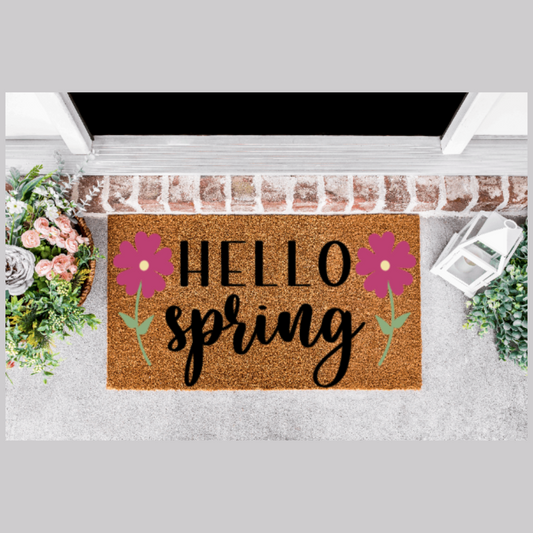 Hello Spring Flowers Doormat