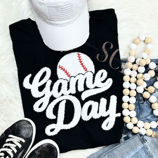 Game Day Baseball Chenille Patch Top