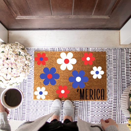 'Merica Flowers Doormat