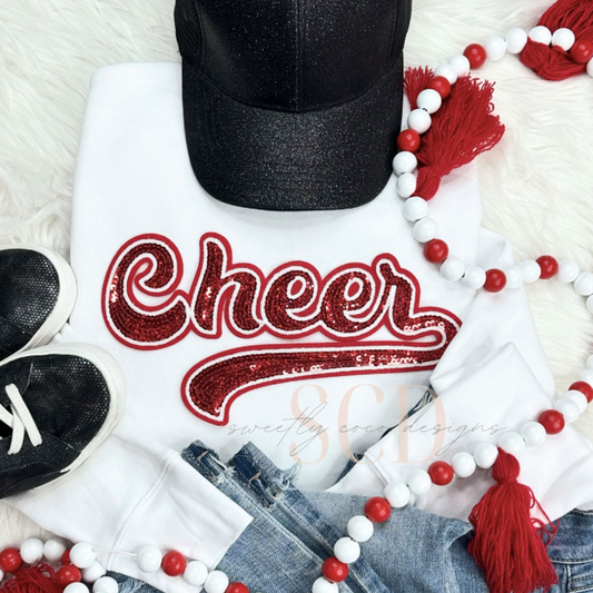 Red Cheer Sequin Patch Top