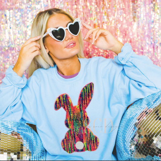 Rainbow Bunny Chenille Patch Top