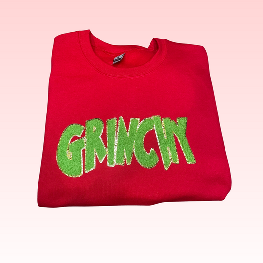 Grinchy Chenille Patch Crewneck